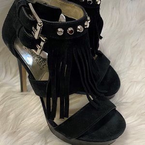Michael Kors Black Fringe Suede Heel
